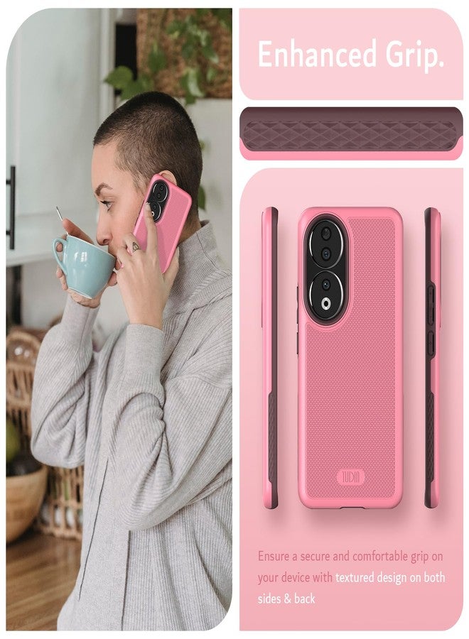 توديا جراب TUDIA DualShield Grip متوافق مع هاتف Honor 90، [MergeGrip] جراب حماية للهاتف مزدوج الطبقات مقاوم للصدمات، نحيف، بمواصفات عسكرية، مانع للانزلاق، متين، شديد التحمل - وردي دخاني - Image 4